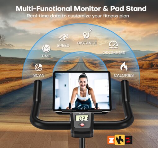 Exercise Bike, CHAOKE Quiet Magnetic Resistance 300LB Capacity Stationary Bike for Home with App Compatible, Indoor Bike with Comfortable Seat and Digital Display - Image 5