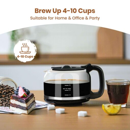 Gevi 10 Cup Drip Coffee Maker with Built-in Grinder, Grind ＆ Brew Burr Combo Coffee Machine with Touch Screen, Programmable, 4-Hour Warm Plate, Permanent Filter, Coffee Carafe - Image 2
