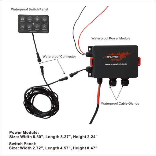 Voswitch UV100 8 Gang Programmable Switch Panel Power Control System for Truck UTV Side by Side Boat 12V Battery Use - Image 2