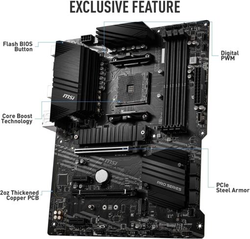 INLAND AMD Ryzen 7 5700X 8-Core 16-Thread Unlocked Desktop Processor with MSI B550-A PRO ProSeries Motherboard (AMD AM4, DDR4, PCIe 4.0, SATA 6Gb/s, M.2, USB 3.2 Gen 2 ATX) - Image 4