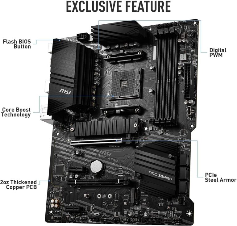 INLAND AMD Ryzen 7 5700X 8-Core 16-Thread Unlocked Desktop Processor with MSI B550-A PRO ProSeries Motherboard (AMD AM4, DDR4, PCIe 4.0, SATA 6Gb/s, M.2, USB 3.2 Gen 2 ATX) - Image 4