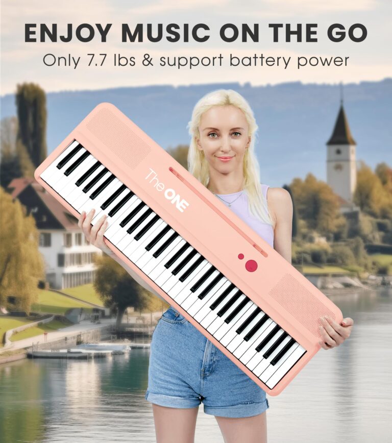 The ONE Smart Keyboard COLOR 61 Lighted Keys Piano Keyboard, Digital Piano for Beginners with 256 Tones, 64 Polyphony, Built-in LED Lights and Free Apps (Pink) - Image 5