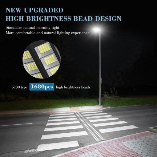 OKPRO 9800W Solar Street Lights Outdoor - 7000K Wide Angle Solar Lights Outdoor with Motion Sensor & Dusk to Dawn, IP66 Waterproof Solar Powered Outdoor Lights for Roadway Yard - Image 6