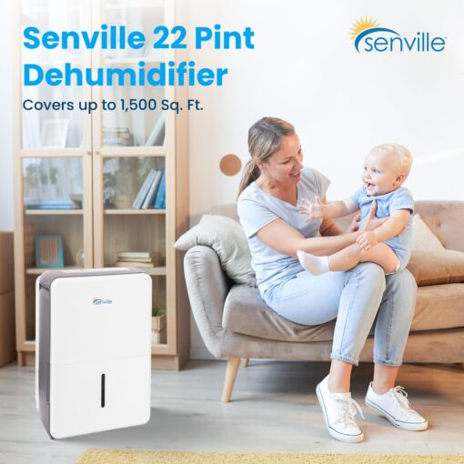 Senville 20 Pint Dehumidifier, Energy Star Certified, Washable Filter, Ideal for Basements, Bedroom, Living Space, Energy Star, Washable Filter, Up to 1,500 Sq. Ft., White - Image 7