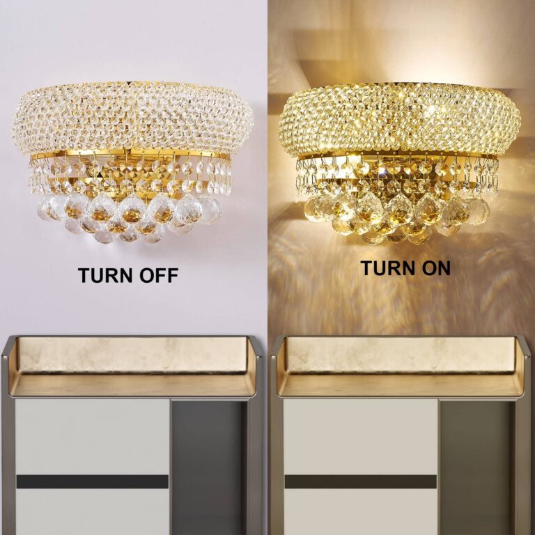 BEIRIO 2-Lights Golden Finish Classic Empire Style K9 Crystal Ball Wall Sconce Light for Living Room Foyer Dining Room Hallway Bedroom (12×6 inch) New Packaging Easy to Install - Image 7