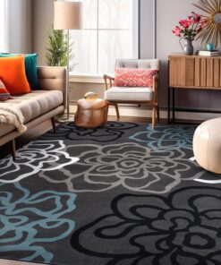 Rugshop Contemporary Modern Floral Abstract Flowers Easy Maintenance for Home Office, Living Room, Bedroom, Kitchen Soft Area Rug 9' x 12' Gray