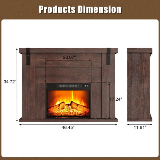 TRONLEE 46" Fireplace Mantel, Includes 23" Freestanding 1400W Electric Fireplace, Remote Control, Faux Fireplace for Living Room, Study, Bedroom, 46.45W x 34.72 H (Walnut, 23'' Fireplace Mantel) - Image 7