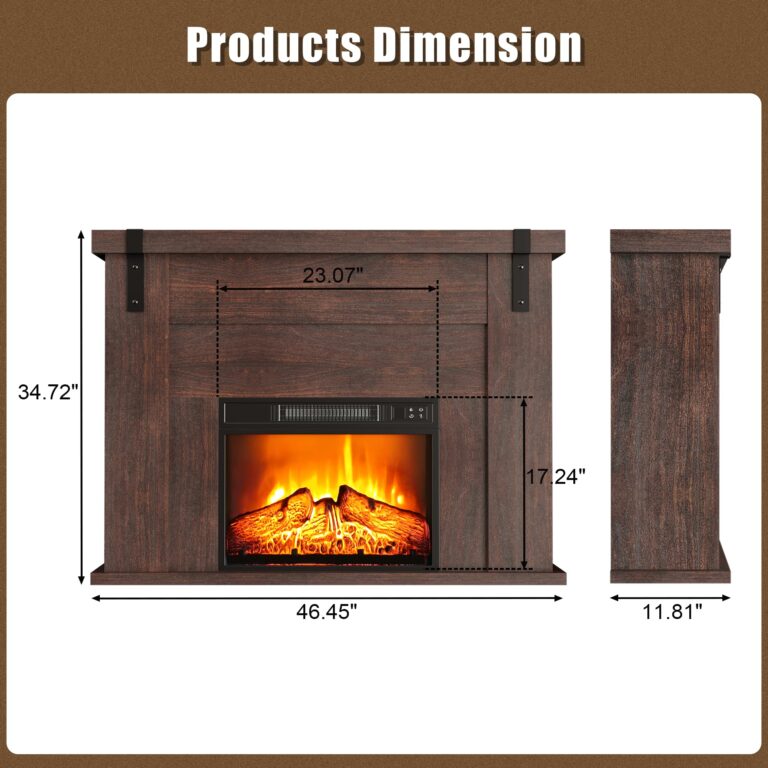 TRONLEE 46" Fireplace Mantel, Includes 23" Freestanding 1400W Electric Fireplace, Remote Control, Faux Fireplace for Living Room, Study, Bedroom, 46.45W x 34.72 H (Walnut, 23'' Fireplace Mantel) - Image 7