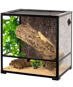 REPTIZOO 45 Gallon Glass Reptile Terrarium 24" x 18" x 24" Knock-Down Reptile Tank with Double Hinge Door and Top Screen Ventilation Easy Assembly Terrarium
