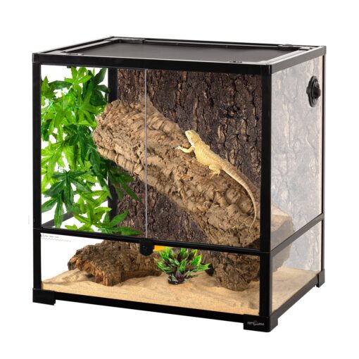 REPTIZOO 45 Gallon Glass Reptile Terrarium 24" x 18" x 24" Knock-Down Reptile Tank with Double Hinge Door and Top Screen Ventilation Easy Assembly Terrarium