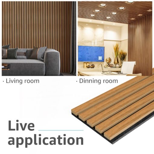 Art3d 4-Pack Acoustic Wood Slat Wall Panels for Interior Decor, 3D Fluted Sound Absorbing Wood Paneling for Accent Wall Ceiling Kitchen Living Room Bedroom Office, 94.5 x 7.9 inch Warm Teak - Image 7