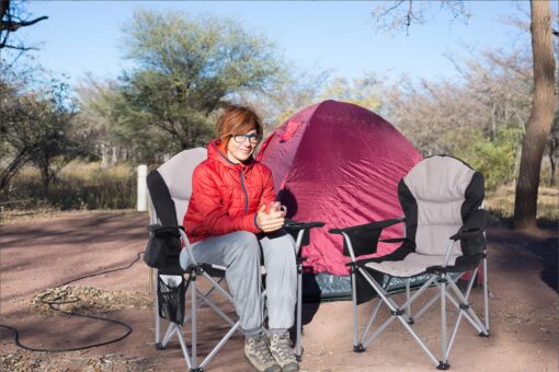 CDEN Heated Camping Chair, Outdoor Heated Camping Chair, Heated Lawn Chairs, Camping Chair, Folding Chair, 10000mAh Power Bank, Thick Padding, Heavy Duty, Cooler Bag, armrest, Carry Bag (2 Pack) - Image 3