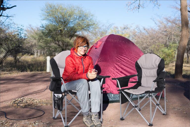 CDEN Heated Camping Chair, Outdoor Heated Camping Chair, Heated Lawn Chairs, Camping Chair, Folding Chair, 10000mAh Power Bank, Thick Padding, Heavy Duty, Cooler Bag, armrest, Carry Bag (2 Pack) - Image 3