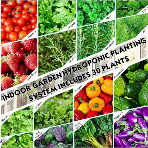 30 Pods Hydroponics Tower Garden Hydroponic Growing System Aeroponics Growing Kit for Herbs, Fruits and Vegetables with Hydrating Pump, Adapter, Net Pots, Timer for Herbs, Fruits and Vegetables ( Colo - Image 3