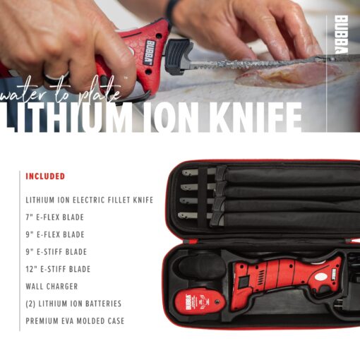 BUBBA Li-Ion Cordless Electric Fillet Knife with Non-Slip Grip Handle, 4 Ti-Nitride S.S. Coated Non-Stick Reciprocating Blades, Charger and Case for Fishing - Image 4