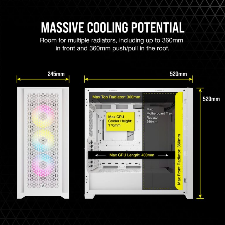 Corsair 5000D Airflow Mid-Tower Case - 3 RGB Fans - Lighting Controller - High-Airflow Design - RapidRoute Cable Management - True White - Image 2