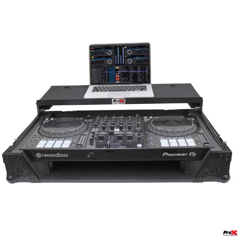 ProX Flight Case for Pioneer DDJ-1000 & DDJ-1000 SRT Digital Controller with Sliding Laptop Shelf & Wheels - Black on Black Design - XS-DDJ1000WLTBL - Image 8