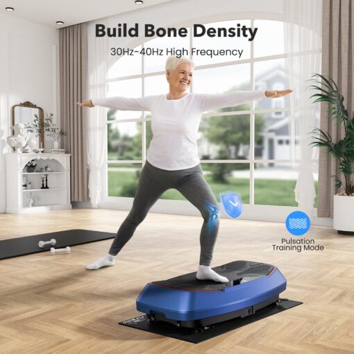 FLYBIRD 4D Vibration Plate 500 LBS Capacity, Oscillation, Linear, Pulsation Vibration Plate Exercise Machine, Triple Motors Vibration Plate for Lymphatic Drainage & Bone Density Building-Blue - Image 5