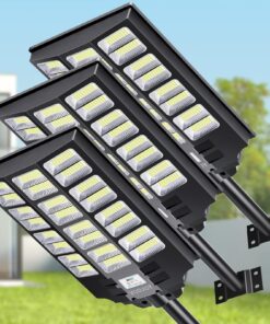 VOOJOY 8000W Solar Street Light, 3 Pack Dusk to Dawn Solar Lights Outdoor with Motion Sensor and Remote Control for Yard Parking Lot, Garage, Street