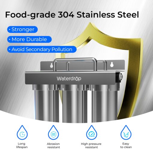Waterdrop TST-UF 0.01μm Ultra-Filtration Under Sink Water Filter, Stainless Steel, 5X Service Life,Remove 99.99% of Contąminants Larger Than 0.01μm, with Dedicated Faucet, USA Tech (3 Filter Included) - Image 9