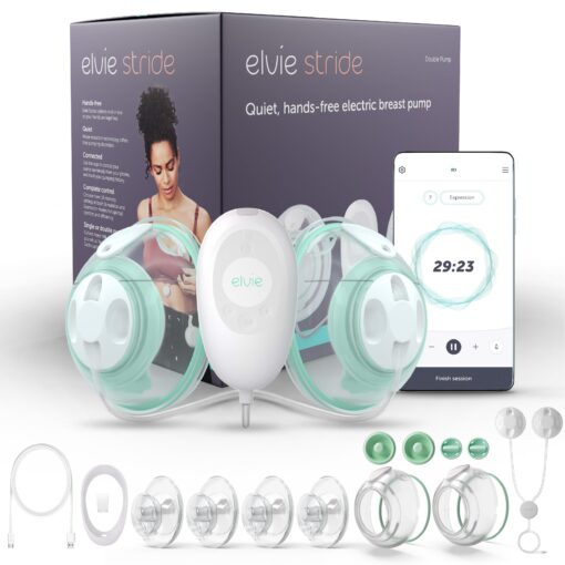 Elvie Stride Hospital-Grade, App-Controlled Breast Pump - Hands-Free, Wearable, Ultra-Quiet & Electric with 2-Modes, 10-Settings & 5oz Capacity per Cup