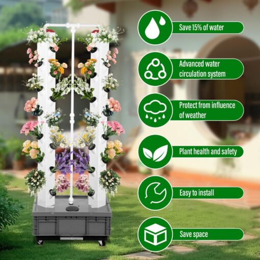 Buhyujkm Vertical Hydroponic Garden Tower,56 Slots Hydroponics Tower | Multifunctional Plants Germination Kit for Fruits and Vegetables - Image 7
