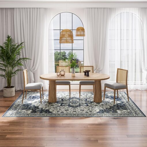 Dripex 9x12 Area Rugs - Stain Resistant Washable Rug Distressed Rugs for Living Room Dining Room Bedroom Anti-Slip Low-Pile and Soft Accent Rug Farmhouse Office Home Decor, Pet & Child Friendly - Image 4