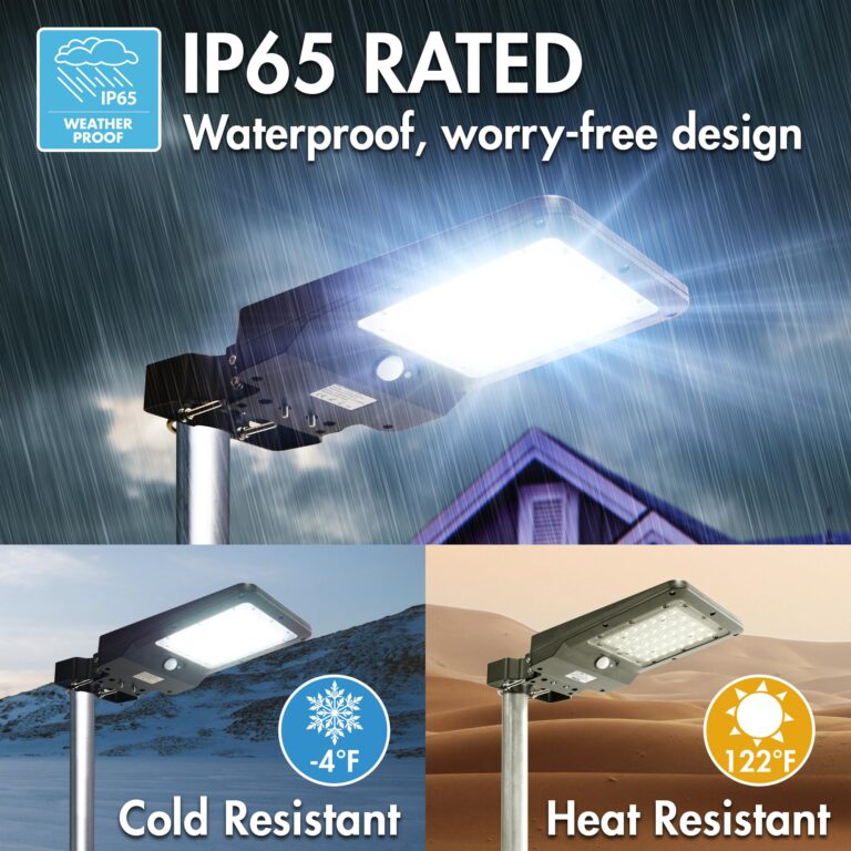 Wagan EL8588 1000 Lumen Integrated Solar Street Lamp Security Flood Light Motion Sensor Waterproof Weatherproof Dusk to Dawn Solar LED Light Lamp for Outdoor Garden Yard Path Parking Lot (4 Pack) - Image 2