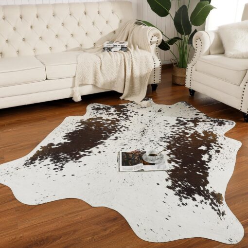 AROGAN White 6×7.2 Feet Faux Cow Print Rug Large - Cow Print Area Rug with No-Slip Backing, Large Animal Skin Rugs for Living Room, Offfice, Room Decor, Spots - Image 9