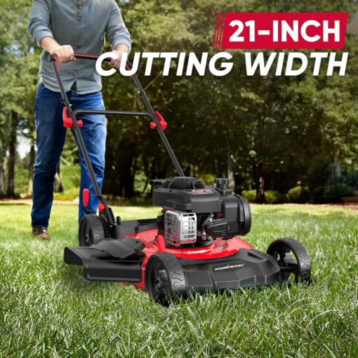 PowerSmart Push Lawn Mower, 21" Mower with B&S 125cc Engine, 2-in-1 Mulching and Side Discharge, Corded Push Lawn Mowers for Garden Yard - Image 5