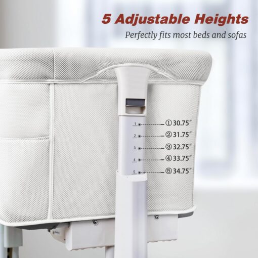VaVaSoo Rocking Bassinet for Baby Automatic Bedside Crib Electric Cradle 5 Heights Adjustable Bedside Sleeper for Babies Infant Smart Auto Rocking Crib 3 in 1 Bassinet on Wheels, White - Image 5