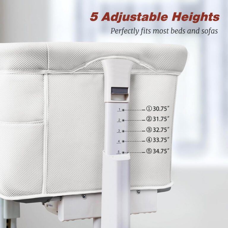 VaVaSoo Rocking Bassinet for Baby Automatic Bedside Crib Electric Cradle 5 Heights Adjustable Bedside Sleeper for Babies Infant Smart Auto Rocking Crib 3 in 1 Bassinet on Wheels, White - Image 5