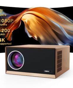 4K Projector with WiFi and Bluetooth, XIDU 1200 ANSI Native 1080P Outdoor Movie Projector with 25%Zoom, Fully Sealed Engine, HDR10+, Built In 20W Speakers, Compatible with HDMI, USB, AV, iOS, Android