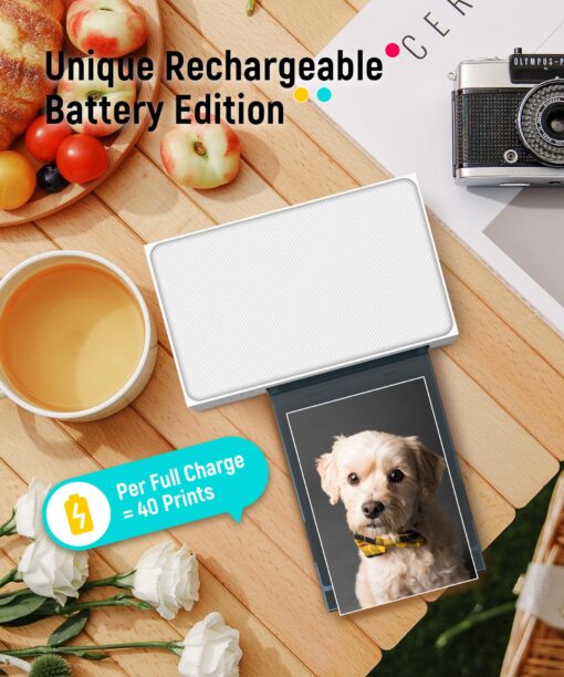 Liene White M200 4x6'' Photo Printer Battery Edition, Wireless Photo Printer for iPhone Android, Dye Sublimation Printing Full-Color Photo 20-Sheet, Portable Picture Printer Ideal for Travel Home Use - Image 9