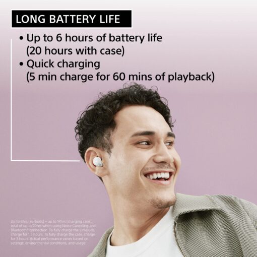 Sony LinkBuds S Truly Wireless Noise Canceling Earbud Headphones with Alexa Built-in, Bluetooth Ear Buds Compatible with iPhone and Android, White - Image 12