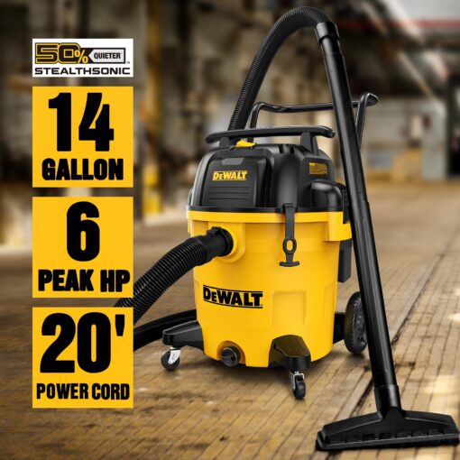 DEWALT DXV14P Shop Vacuum Wet/Dry 14 Gallon, 6 HP Wet/Dry Vac with 110 CFM Powerful Scution, Yellow - Image 9