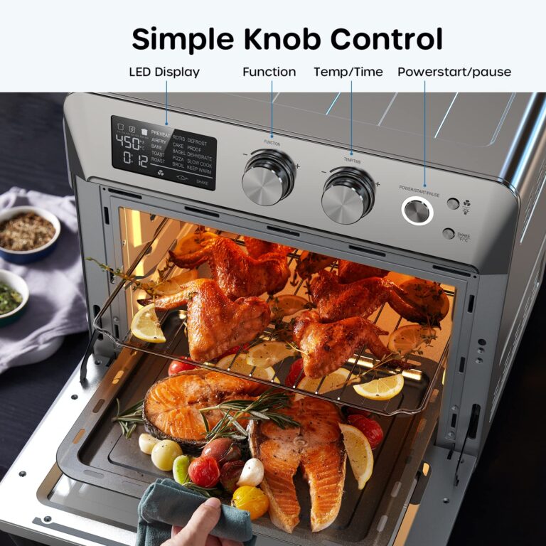 ECOWELL Air Fryer Toaster Oven Combo, 15-in-1 Airfryer Toaster Ovens Countertop, 26.4 QT Stainless Steel Air Fryers Convection Oven, for 360° Even & Healthy Cooking, Model: ECOKX01, Silver - Image 4