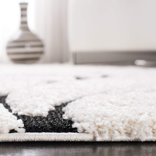 SAFAVIEH Florida Shag Collection Area Rug - 6' x 9', Ivory & Black, Scroll Design, Non-Shedding & Easy Care, 1.2-inch Thick Ideal for High Traffic Areas in Living Room, Bedroom (SG455-1290) - Image 3