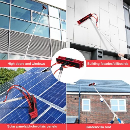 ZKUAOGDI 26 FT Solar Panel Cleaning Kit, Window Cleaning System, 20M Hose & Rotating BrushHead, Washing Equipment Window Cleaner Tool Water Fed Pole Kit for Roof Caravan Solar Panel - Image 8