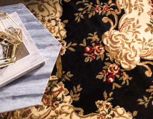 Unique Loom Versailles Collection Traditional Classic Medallion Motif Area Rug (9' 0 x 12' 0 Rectangular, Black/ Ivory) - Image 6