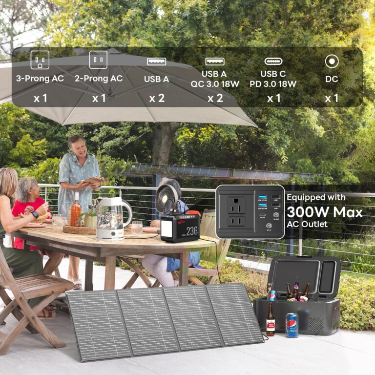 POWSTREAM 300W Solar Generator Power Station - 236Wh Portable Power Station with 60W Foldable Solar Panel Included, Pure Sine Wave Power Supply for Camping Emergency Home Blackout - Image 8