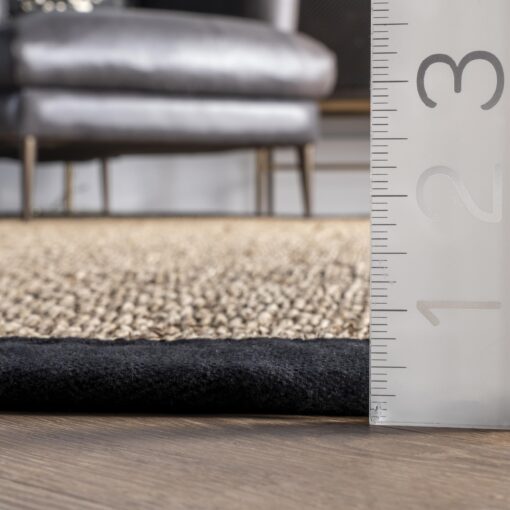 nuLOOM 9x12 Elijah Seagrass Area Rug, Black, Solid Farmhouse Style, Cotton Bordered, Basketweave, Natural Fiber, For Bedroom, Dining Room, Living Room, Hallway, Office, Kitchen, Entryway - Image 3