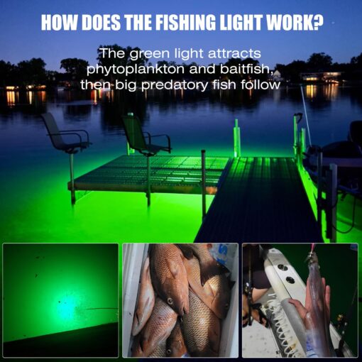 HUSUKU FS2-1 LED Underwater Fishing Light with Transformer AC100~265V - 400W 40,000lm with 33ft Cord Green Night Fishing Finder Attractor, IP68 Submersible Boat Lamp for Snook Crappie Squid Shrimp - Image 4