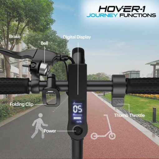 Hover-1 Journey Folding Electric Scooter | 15 MPH, 16 Mile Range, 5HR Charge, LCD Display, 8.5 Inch High-Grip Tires, 264LB Max Weight, Certified & Tested - Safe E Scooter for Kids, Teens & Adults - Image 5
