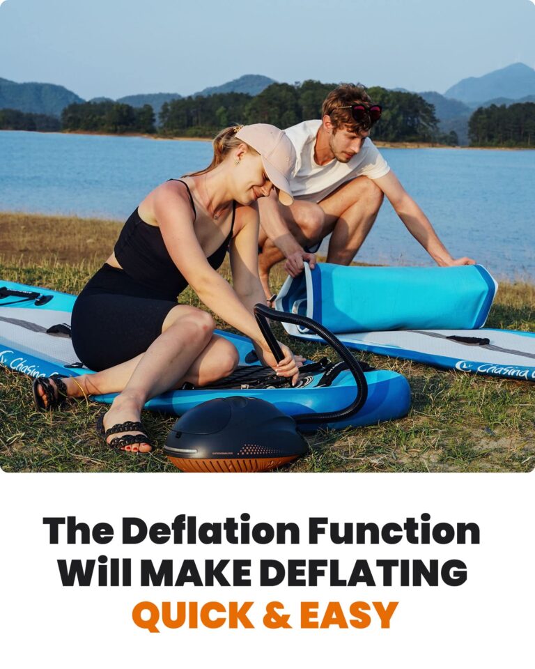 OutdoorMaster 16PSI High Pressure SUP Air Pump with Rechargeable Battery The Whale - Intelligent Dual Stage Inflation & Auto-Off Feature and Deflation Function for Inflatable Stand Up Paddle Boards - Image 5