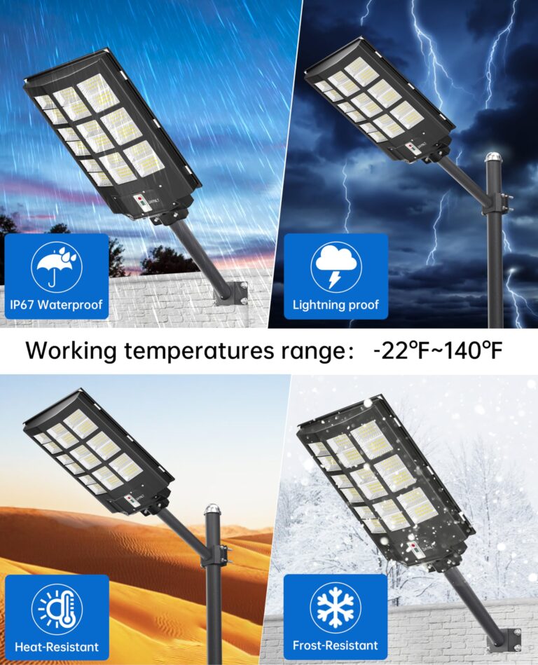 JAYNLT Y-3600W Solar Street Lights Outdoor,360000LM 6500K Parking Lot Lights Commercial, Waterproof Dusk to Dawn Solar Security Flood Lamps Motion Sensor for Driveway,Basketball Court - Image 4