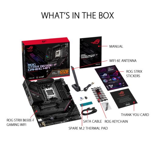 ASUS ROG Strix B650E-F Gaming WiFi AMD B650 AM5 Ryzen™ Desktop 9000 8000 & 7000 ATX Motherboard, 12+2 Power Stages, DDR5, 3X M.2 Slot, PCIe® 5.0, WiFi 6E, 2.5G LAN, USB 3.2 Gen 2x2 Type-C®, Aura Sync - Image 3