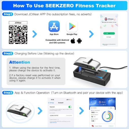 SEEKZERO Sleep & Fitness Tracker for Women Men | 24/7 Heart Rate, Blood Oxygen & Stress Monitor | Step & Calorie Counter | IP68 Waterproof Activity Tracker, Gray (No App Subscription) - Image 2