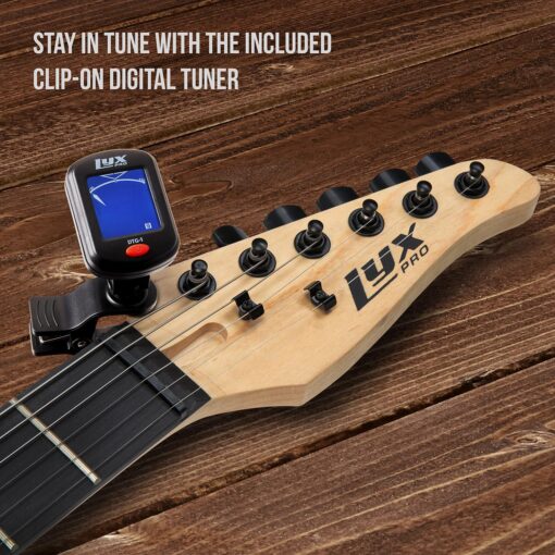 LyxPro Electric Guitar 39" inch Full Beginner Starter kit Full Size with 20w Amp, Package Includes All Accessories, Digital Tuner, Strings, Picks, Tremolo Bar, Shoulder Strap, and Case Bag - Natural - Image 3