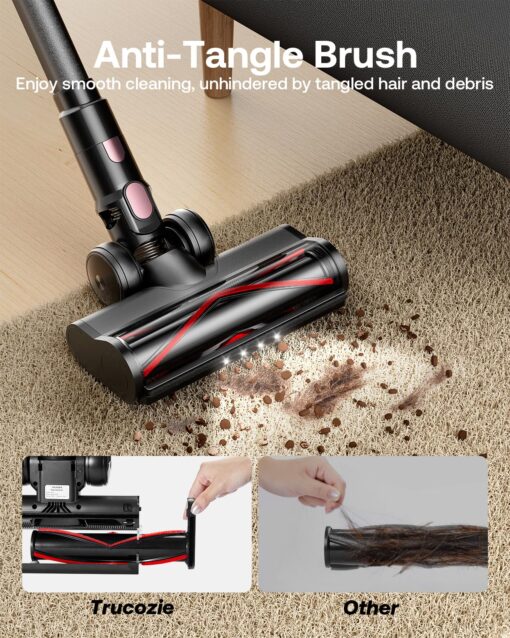 Cordless Vacuum Cleaner, 40Kpa 45Mins Vacuum Cleaners for Home, 8-in-1 Lightweight Stick Vacuum with Powerful Suction, Anti-tangle Wireless Vacuum for Carpet, Tile, Pet Hair, Hardwood Floors, Black - Image 7